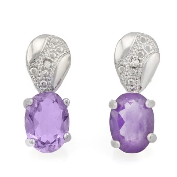 Earrings Amethyst 1.73 Ct & Diamond Sterling